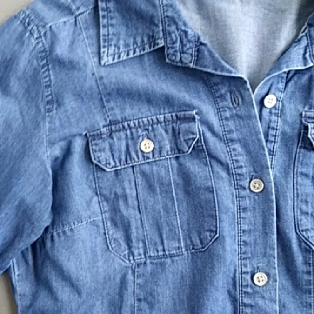 New York & Company Blue Chambray Shirt - Picture 3 of 7